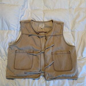 Sézane Kevan Jacket Cotton Open Front Vest